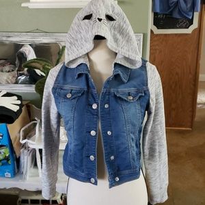 Girls Jean jacket with cat hood
